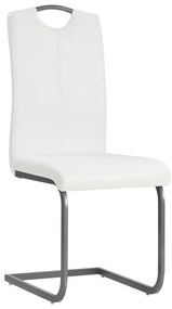 Cadeiras de jantar cantilever 2 pcs couro artificial branco