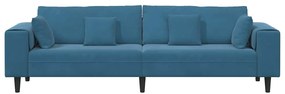 Sofá de Veludo com almofada com travesseiro Azul 208 cm Veludo