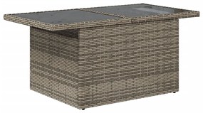 Mesa de jardim com tampo de vidro 100x55x73 cm vime PE cinza