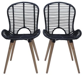 Cadeiras de jantar 4 pcs vime natural preto