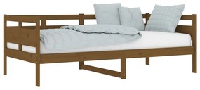 Sofá-cama 90x190 cm madeira de pinho maciça castanho mel
