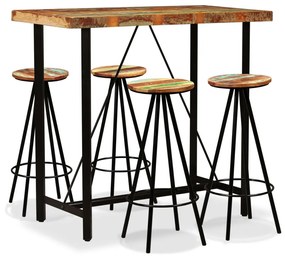 vidaXL Conjunto de bar 5 pcs madeira recuperada maciça