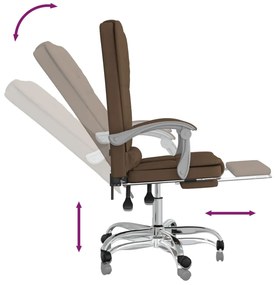Cadeira massagens escritório reclinável tecido castanho
