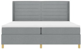 Cama Box Spring vidaXL com Colchão e Luz LED Cinza Claro 200x200 cm Te