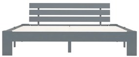 Estrutura de cama com cabeceira 160x200cm pinho maciço cinzento