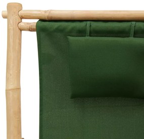 Cadeira de terraço de bambu e lona verde