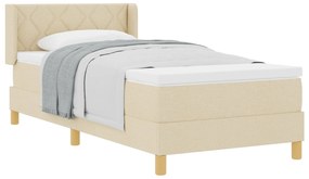 Cama box spring vidaXL com colchão creme 90x190 cm tecido, Cabeceira v