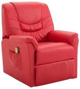 vidaXL Cadeira de massagens reclinável couro artificial vermelho