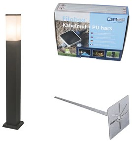 Candeeiro de exterior antracite 80cm IP44 - Malios com estaca de terra e prensa-cabos
