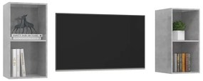 Armários de parede para TV 2pcs derivados madeira cinza cimento