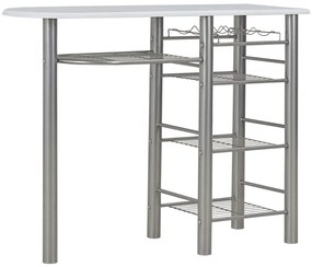 3 pcs conjunto de bar com prateleiras de madeira e aço branco