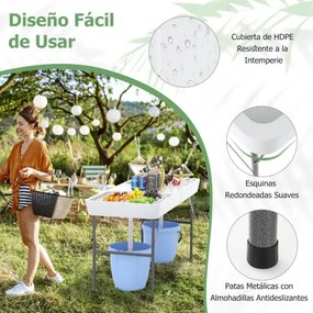 Mesa refrigeradora com gelo dobrável com 151 cm  para exteriores para campismo festas, eventos Branca