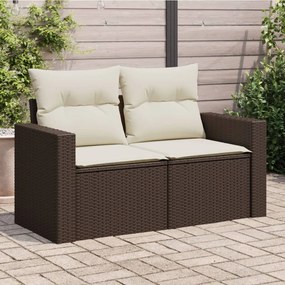 vidaXL Sofá de jardim com almofadões 2 lugares vime PE castanho