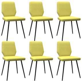 vidaXL Cadeiras de jantar 6 pcs tecido amarelo-lima