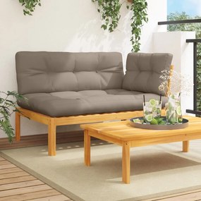 vidaXL Sofá de canto para jardim com almofadões acácia maciça