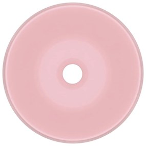 Lavatório luxuoso redondo 40x15 cm cerâmica rosa mate