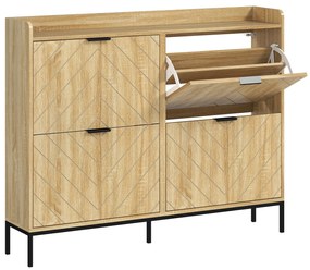 Sapateira Estreita com 4 Portas Sapateira para Entrada com Prateleiras Ajustáveis para 16 Pares de Sapatos 120x23,5x95,5 cm Madeira
