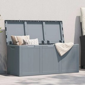vidaXL Caixa de arrumação para jardim 270 L PP aparência de madeira cinzento