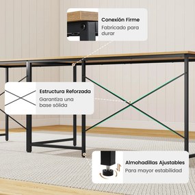 Secretária em L de 150 x 150 x 75 cm, reversível, com suporte para monitor amovível e sistema de organização de cabos, para escritório em casa, na cor