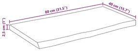 Tampo de mesa c/ borda viva 80x40x2,5 cm mangueira maciça