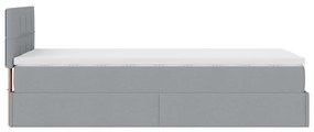 Estrutura cama otomana colchão 90x190 cm tecido cinzento claro