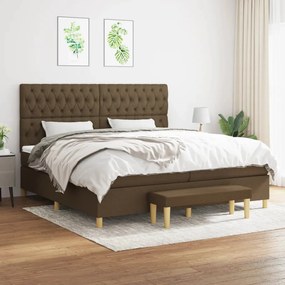 vidaXL Cama com molas/colchão 200x200 cm tecido castanho-escuro