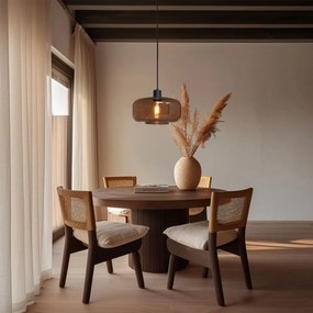 Candeeiro Pendente Retro Preto com Vidro Bronze - Bizle