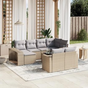 11 pcs conjunto sofás de jardim c/ almofadões vime PE bege