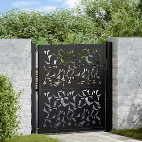 vidaXL Portão de jardim 105x106 cm design em folha de aço preto