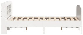 Cama sem colchão 160x200 cm madeira de pinho maciça branco