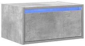 Mesa de cabeceira de parede com luzes LED cinzento cimento