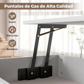 Mesa de centro elevável 100 x 46 x 50 cm com compartimento de armazenamento oculto, prateleira aberta e 2 gavetas para sala de estar cinza