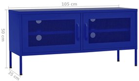Móvel de TV aço 105x35x50 cm azul-marinho
