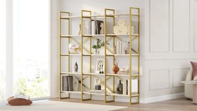 Estante VG6 – Mármore Branco e Dourado – 170x175x30 cm