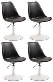 Conjunto de 4 cadeiras de sala de jantar Maverick em plástico com estrutura branca 76-81 x 48 x 57 cm Preto