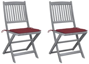 vidaXL Cadeiras exterior dobráveis c/ almofadões 2 pcs acácia maciça