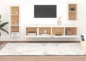 Móveis de TV 4 pcs madeira de pinho maciça branco