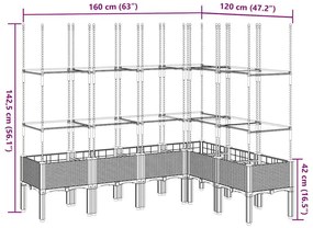 Vaso/floreira de jardim c/ treliça 160x120x142,5 cm PP preto