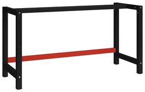 vidaXL Estrutura banco de trabalho 150x57x79 cm metal preto e vermelho