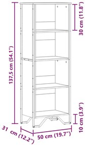 Estante 50x31x137,5 cm derivados de madeira cinzento sonoma