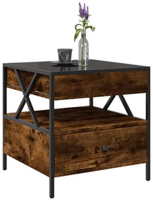 Mesa de centro luzes LED Infinity 50x50x51 cm carvalho fumado
