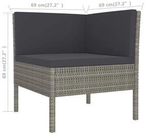 Conjunto Lounge Labak de Jardim em Vime Cinzento - 2 Sofás, 1 Poltrona