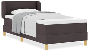 Cama Box Spring com Colchão em Castanho Escuro, 90x200 cm, Tecido