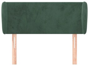 Cabeceira de cama c/ abas veludo 103x23x78/88cm verde-escuro