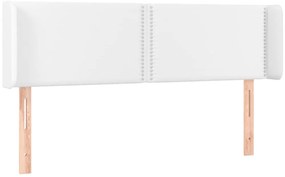 Cabeceira de cama c/ LED couro artificial 147x16x78/88cm branco