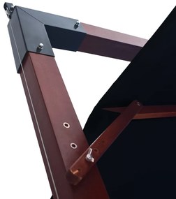 Guarda-sol suspenso com mastro de madeira 400x300 cm preto