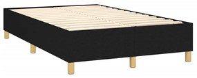 Cama box spring c/ colchão e LED 120x200 cm tecido preto