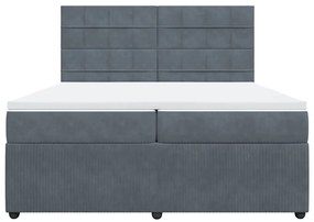 Cama com molas/colchão 200x200 cm veludo cinzento-escuro