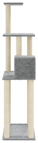 Árvore p/ gatos c/ postes arranhadores sisal 147cm cinza-claro