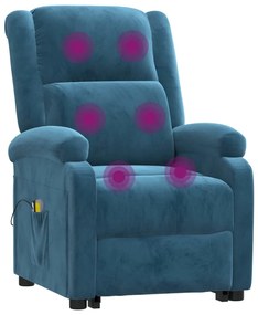 Poltrona elevatória de massagens veludo azul